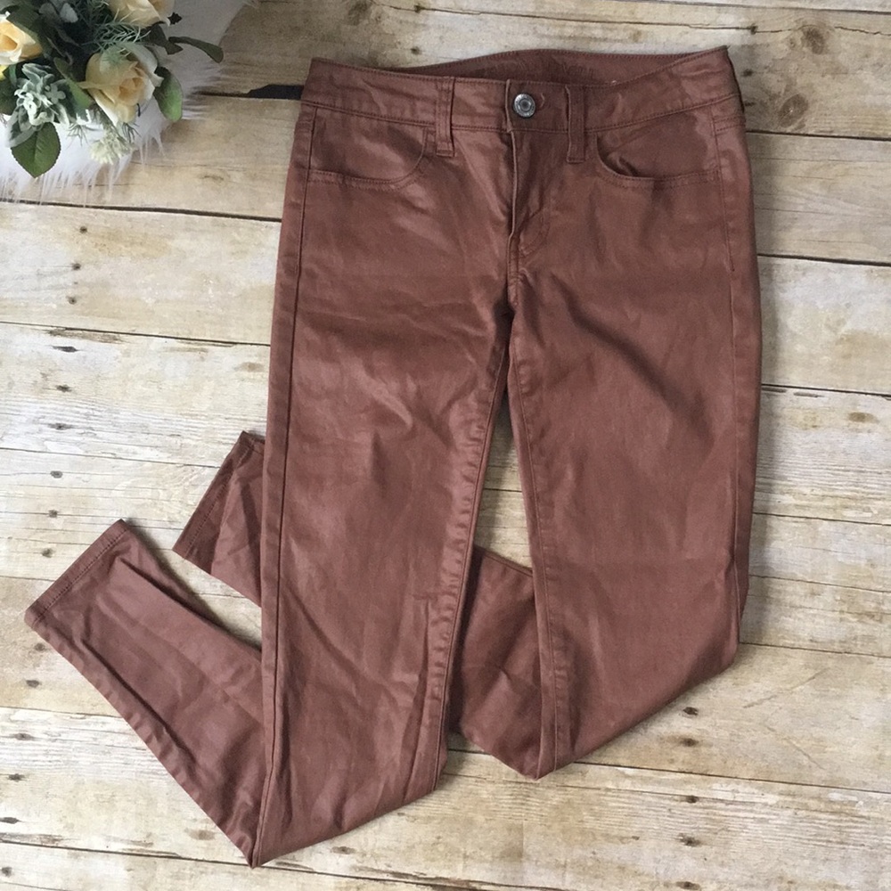 AEO Brown Stretch Jeggings Size 00 - Picture 1 of 7